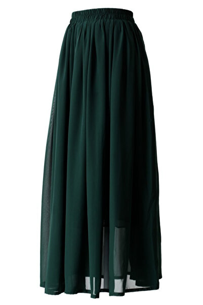 Pembecik Şifon Etek İpek Astarlı Uzun