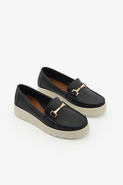 SAYL Piele naturală bleumarin - Mocasini de damă cu cataramă