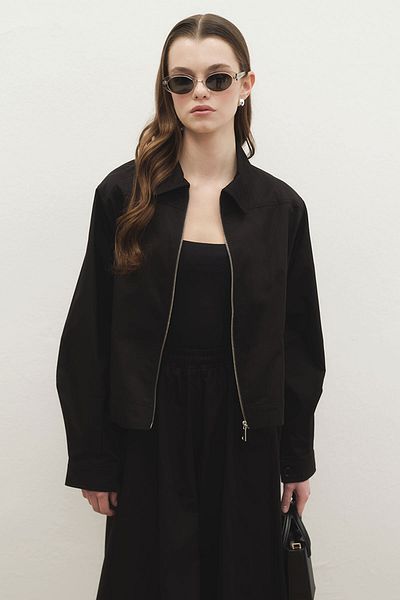 Hooopstore Gabardine Black Jacket Skirt Suit
