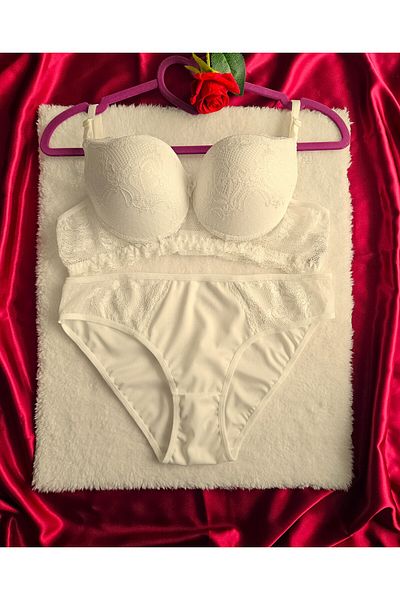 nesterinzar Women's Supported Padded Underwire (Wired) Lace Bra Set