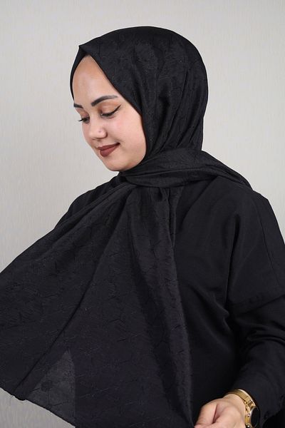 PİRAMİT Pyramid Monogram Floss Shawl - Pattern-02 - Black