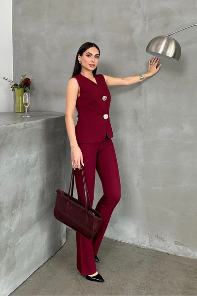 msm fashion Stylish Button Detailed Women's Bottom Top Suit - Vest Pants Suit with Y Kit