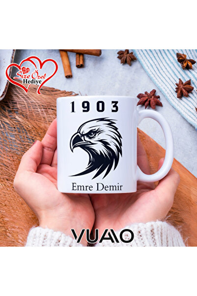 VUAO Kişiye Özel İsimli Kartal Temalı Kupa Bardak - 1903 ve Kartal Baskılı Ku...