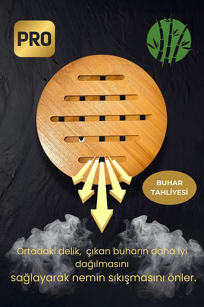 Ülgenev Bamboo Round Trivet 19 cm – Perforated Heat Resistant Pot and Pan Mat