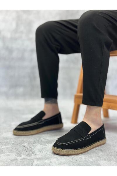 BPM Натуральна шкіра, без шнурків, гумова підошва, ручної роботи еспадриль, чорний колір, чоловіче взуття