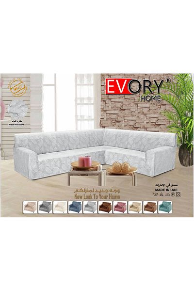 Evory Home Sofa Covers Waterproof Velvet Flower L Shape 5.5 Meter Water Resistant