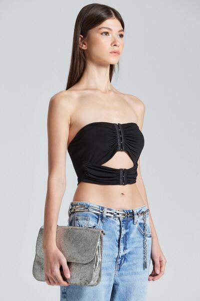 World Fashion Trends 2431 Strapless Window Low-cut Blouse with Front Sash