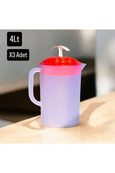 Metler Jumbo Alman Plastik Sürahi Yuvarlak Yayık Ayran Sürahi 4 Lt 3 Adet