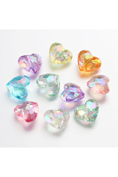 Choice 20 قطعة من خرزات الأكريليك الشفافة على شكل قلب بألوان مختلطة، خرزات فا...