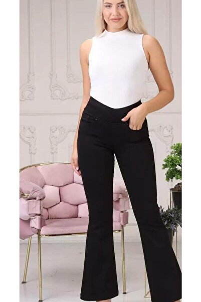 LA CARTE بنطلون جينز نسائي واسع الساق