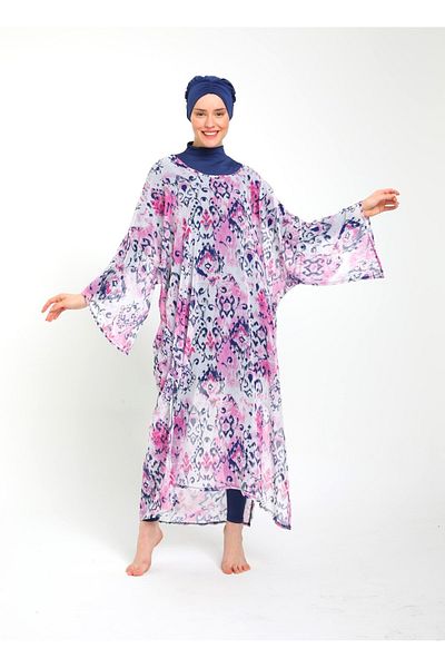 SEBOTEKS Patterned Chiffon Poncho 3785