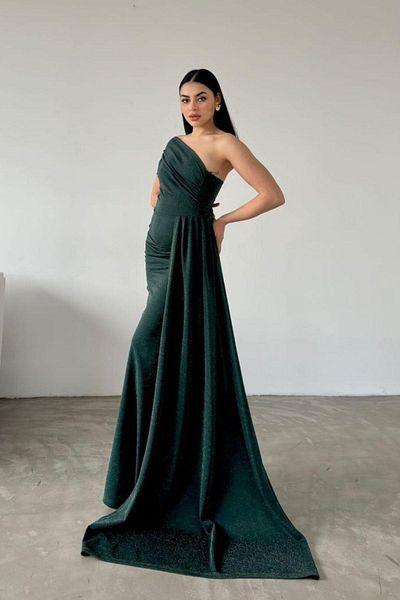 Mossta Rochie de seara cu un singur umar - verde