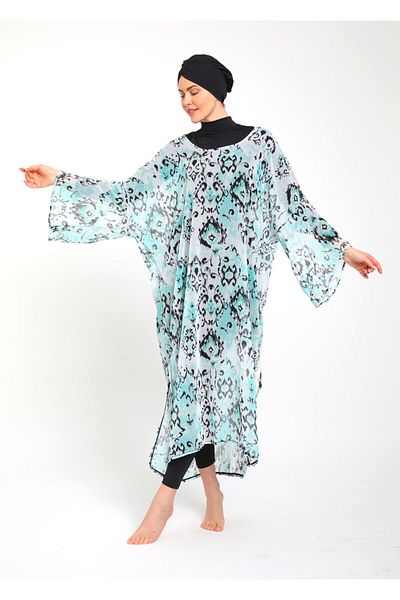 SEBOTEKS Patterned Chiffon Poncho 3785