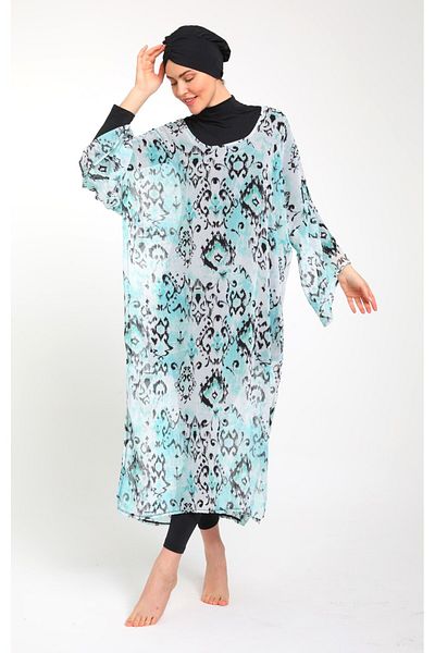SEBOTEKS Patterned Chiffon Poncho 3785