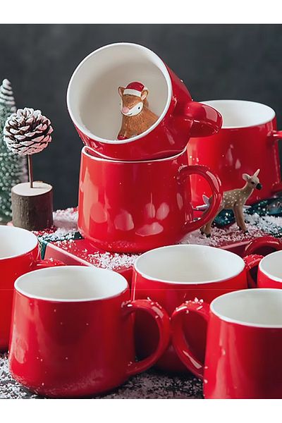 MUKKO HOME 3D Cute Red Riding Hood Animal Figurine Porcelain Mug - 350ml |   Fun and Stylish