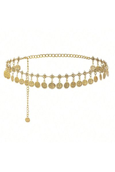 Choice G Ladies' Metal Waist Chain Thin Decorative Belt For Dress, Belly Dance Gold-Color