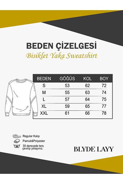 BLYDE LAYY Hanorac pentru damă, cu 3 fire, albastru indigo, uni, cu gât crew