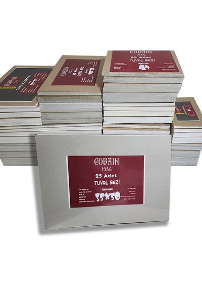 Bordosanat Cobain 50 Pcs Canvas Cloth Smooth-Cut 25X35Cm 300Gr Primed for Acrylic Paint Oil