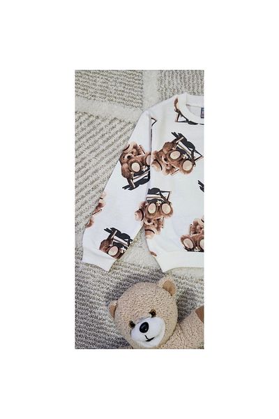 KZY STORE Boy 2-5 Years Sitting Bear Printed Hooded Suit