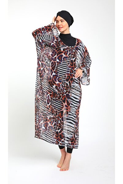 SEBOTEKS Patterned Chiffon Poncho 3785