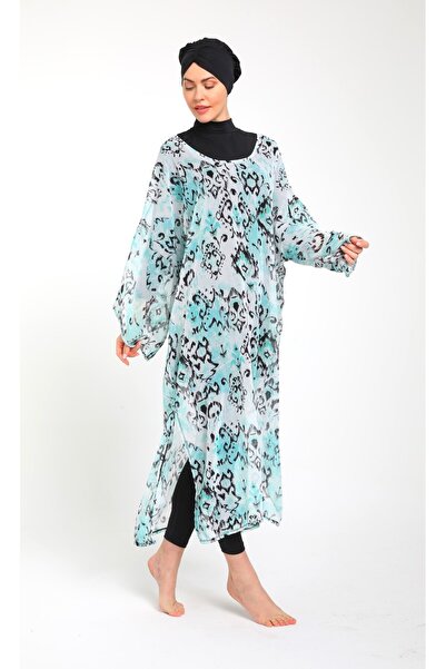 SEBOTEKS Patterned Chiffon Poncho 3785