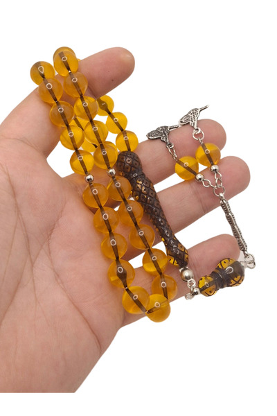 Han Ticarethane Mărgele de rugăciune din chihlimbar brodate cu vârf galben