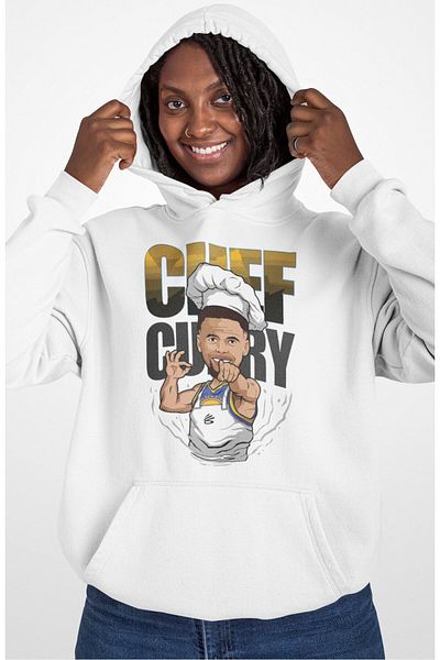 Fuddy Moda Unisex Chef Stephenn Curry Printed Hooded Sweatshirt, Oversize Basketball Themed Hoodie