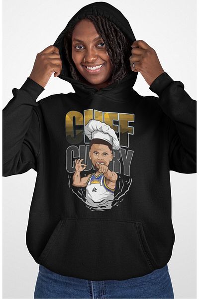 Fuddy Moda Unisex Chef Stephenn Curry Printed Hooded Sweatshirt, Oversize Basketball Themed Hoodie