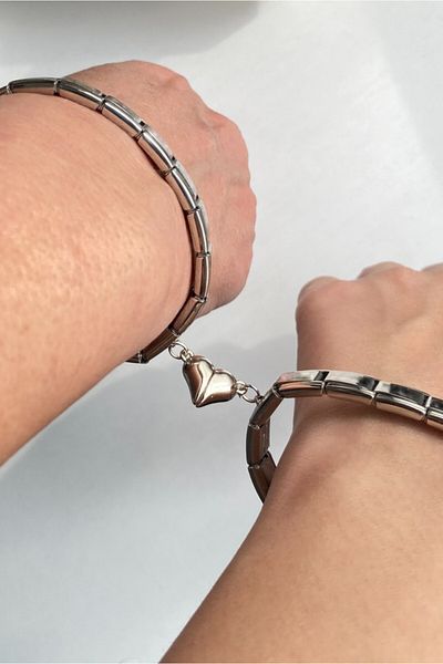 Diamara Designs Kalpli Mikro Natural Li Double Bracelet - Steel Lover and Bff Bracelet