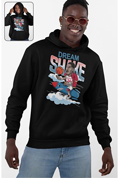 Fuddy Moda Унісекс Світшот з капюшоном і принтом Hakeem Olajuwon, оверсайз ху...