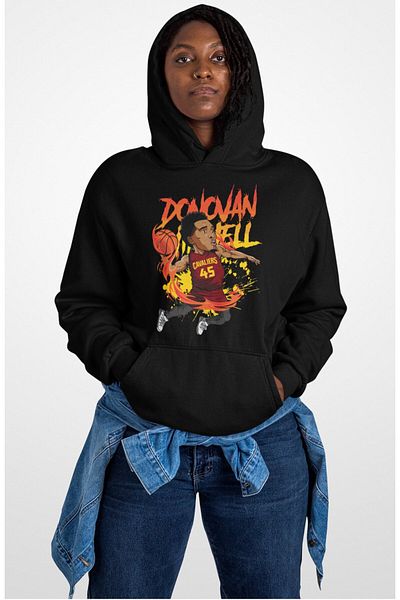 Fuddy Moda Unisex Donovan Mitchel Printed Hooded Sweatshirt, Oversize Basketball Themed Hoodie