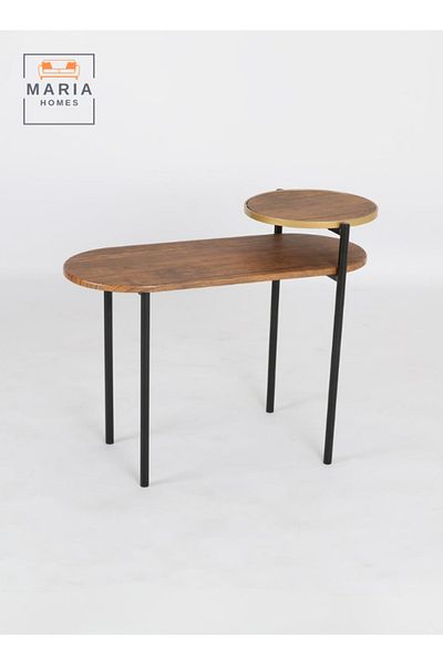 MARIA HOMES Modern Side Table Stylish 70x46x30 Two Tier Coffee Table with Metal Frame