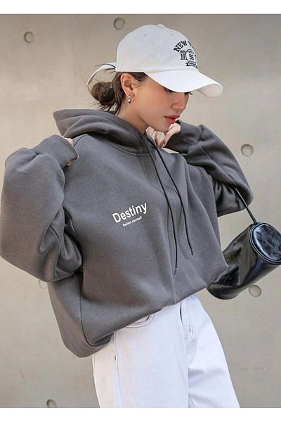 BLYDE LAYY Anthracite Destiny 3 Thread Design Printed Sweatshirt