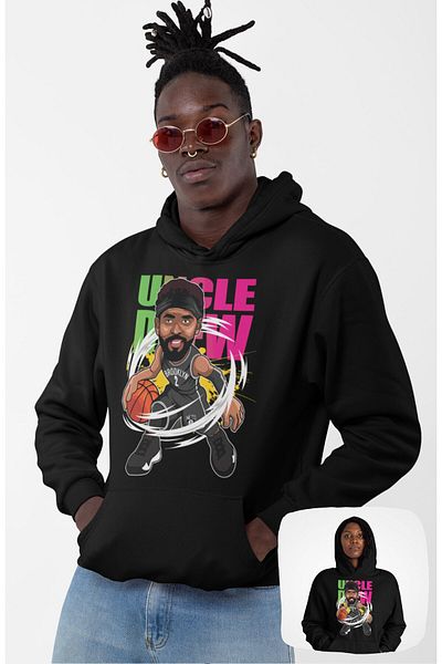 Fuddy Moda Unisex Kyrie Irving Printed Hooded Sweatshirt, Oversize Basketball Themed Hoodie