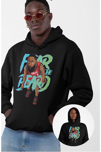 Fuddy Moda Unisex φούτερ με κουκούλα με στάμπα James Harden, φούτερ με κουκούλα με θέμα μπάσκετ