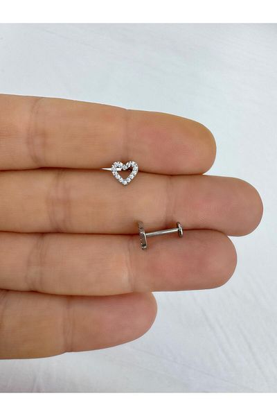Arescollection 1 Piece G23 Titanium (Titanium) Helix Tragus Conch Compatible Piercing