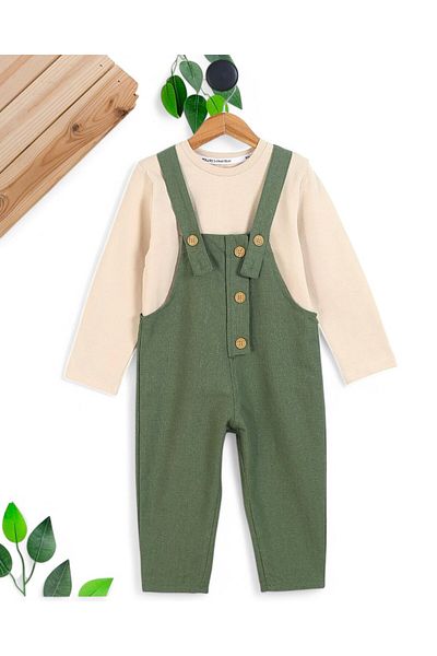 Egelite Boy 3-4-5-6-7 Years Old Linen Salopet Jumpsuit and Underwear Badasi
