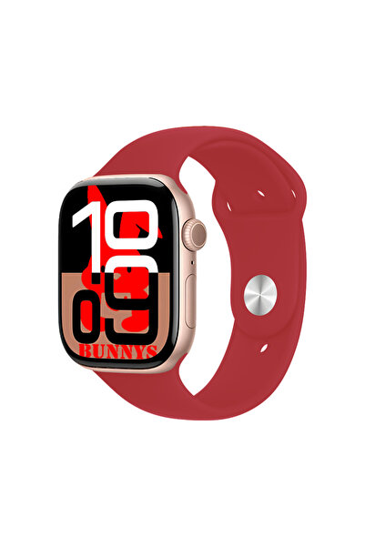 Bunnys Apple iPhone 13 Uyumlu Kırmızı Akıllı Saat Watch10 2025 Hediyeli AMOLE...