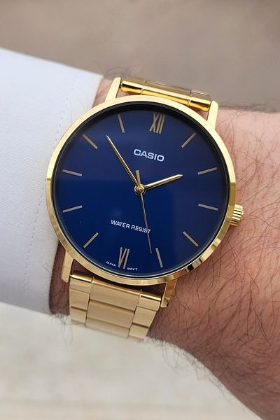 Casio Full Steel Case, Cord Gold Color Luxury Men's Wristwatch