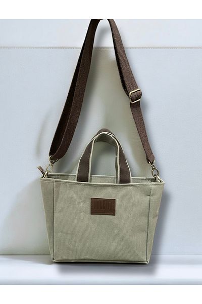 Nuggita Mini Size Zippered Waxed Canvas Mint Handbag / Cross Strap