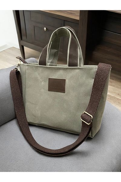 Nuggita Mini Size Zippered Waxed Canvas Mint Handbag / Cross Strap