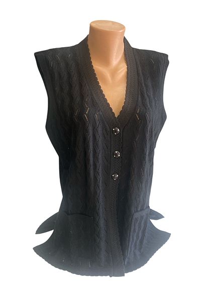 BURSPA Relaxed Cut Seasonal Mercerized Black Mother Women's Vest