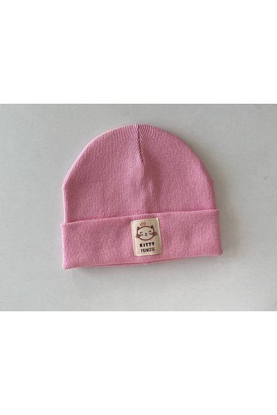 HEREN BUTİK Beret Neck Collar Set with Pink Cat Label