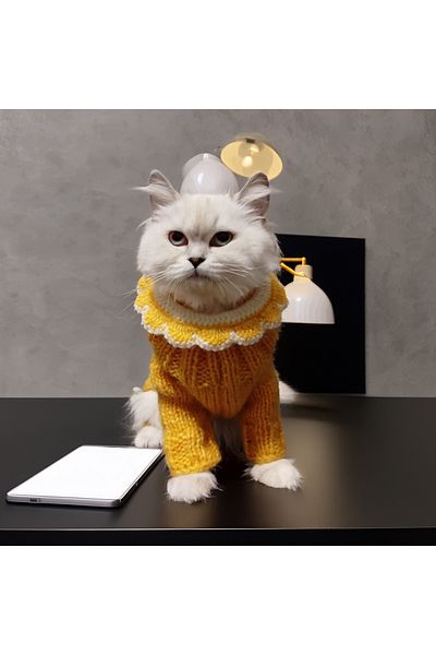 Lady Fify Fisherman's Luminous Yellow Jumpsuit with Collar Gift for Cat Dog