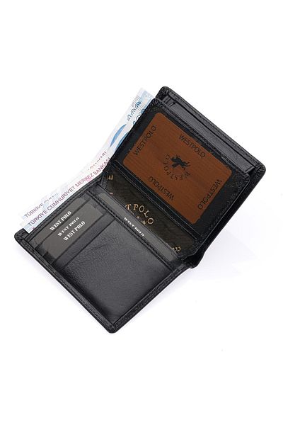 Westpolo Мъжки портфейл от естествена кожа с отделения