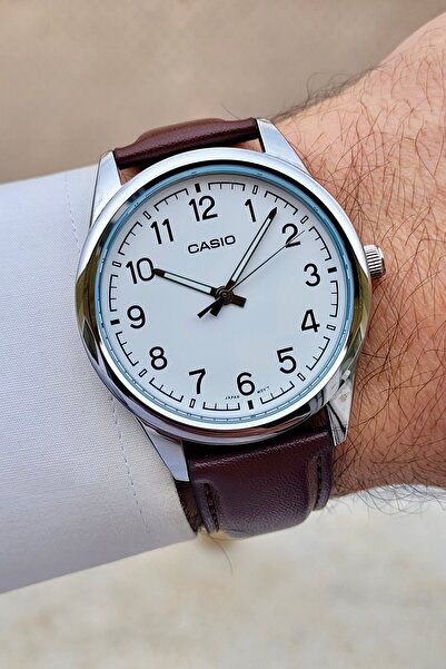 Casio Kasası Gri Kordonu Kahverengi Renk Garantili Erkek Kol Saati