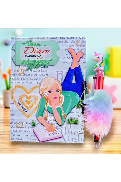 izmir yazici servis Gift Cndy Girl Locked Souvenir and Diary Notebook + Micro Licensed Unicorn Ballpoint Pen