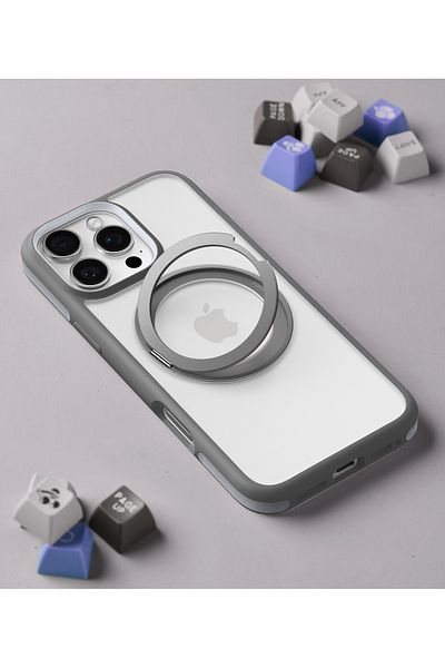 TORRAS 360° Rotatable MagSafe Case for iPhone 16 Pro Max, Military-Grade, Stand, Ring Holder, Grey