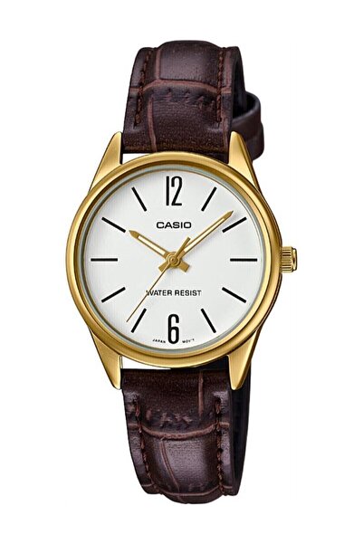 Casio Marka Full Çelik Sarı Kasa Kahverengi Renk Kordon Garantili Kadın Kol Saati