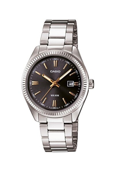 Casio Gümüş Renk Siyah Kadran Kadın Kol Saati